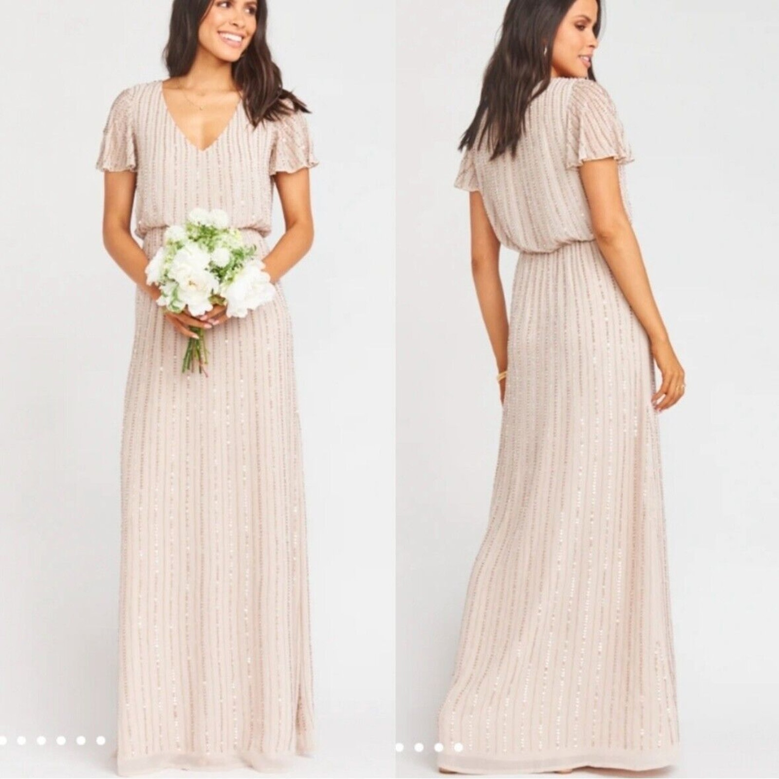 Show Me Your Mumu Michelle Flutter Maxi Dress Show Me The Ring Beaded Medium